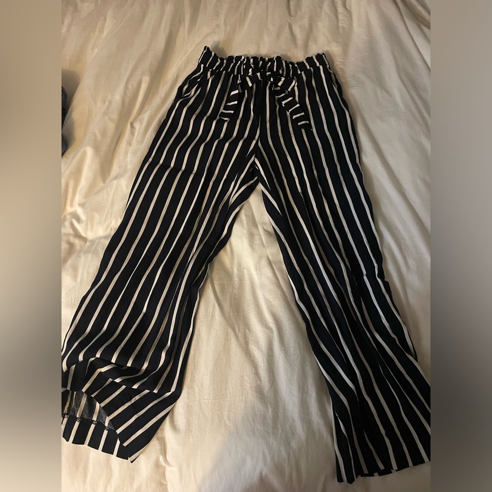 Navy and white striped H&M pants